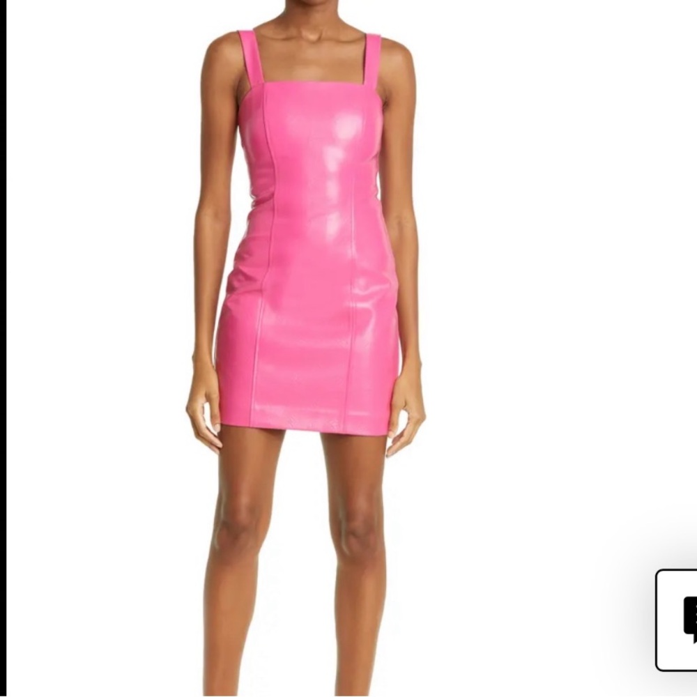 ROTATE Herlina Logo Embossed
Coated Pink Mini Dress Size US 2 EU 34